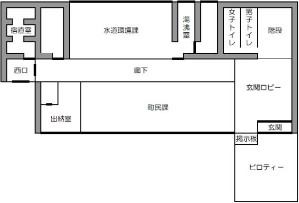 役場本庁舎1階館内図の画像