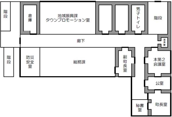 役場本庁舎2階館内図の画像